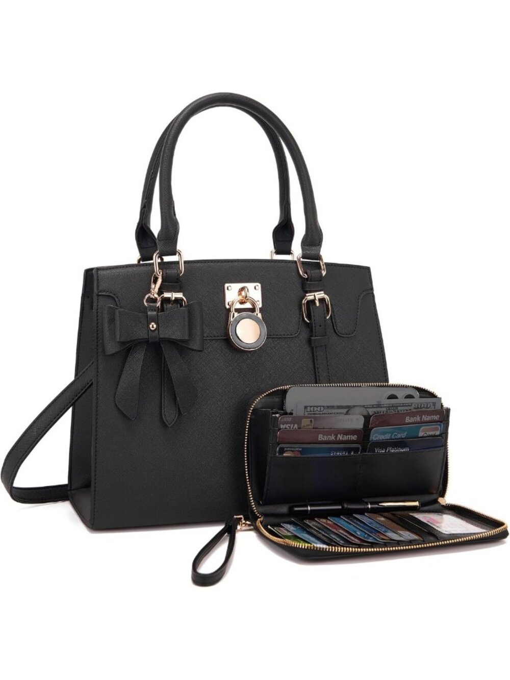 Chic Women's High-End Satchel Tote & Shoulder Bag Set with Wallet - Stylish
